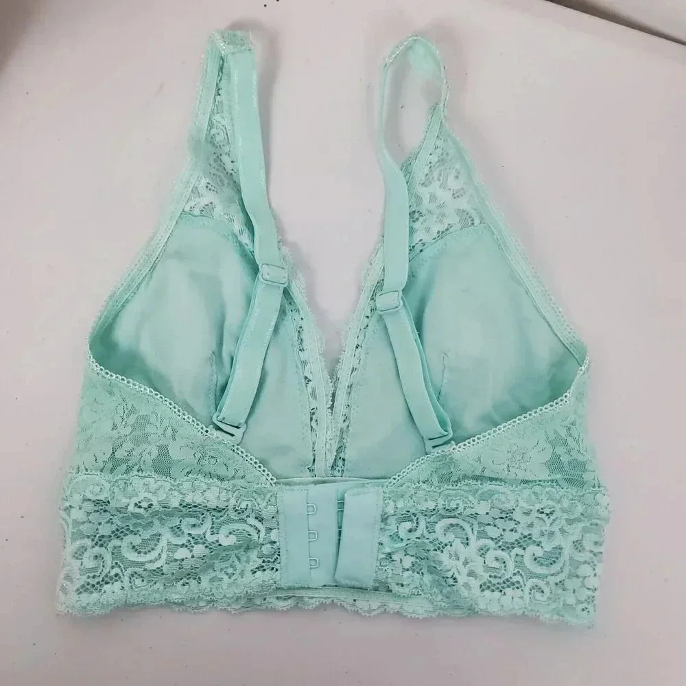Women's SOMA Bralette Lace Plunge SZ XS Mint Green Teal Pastel Spring Ex Small - Picture 6 of 8